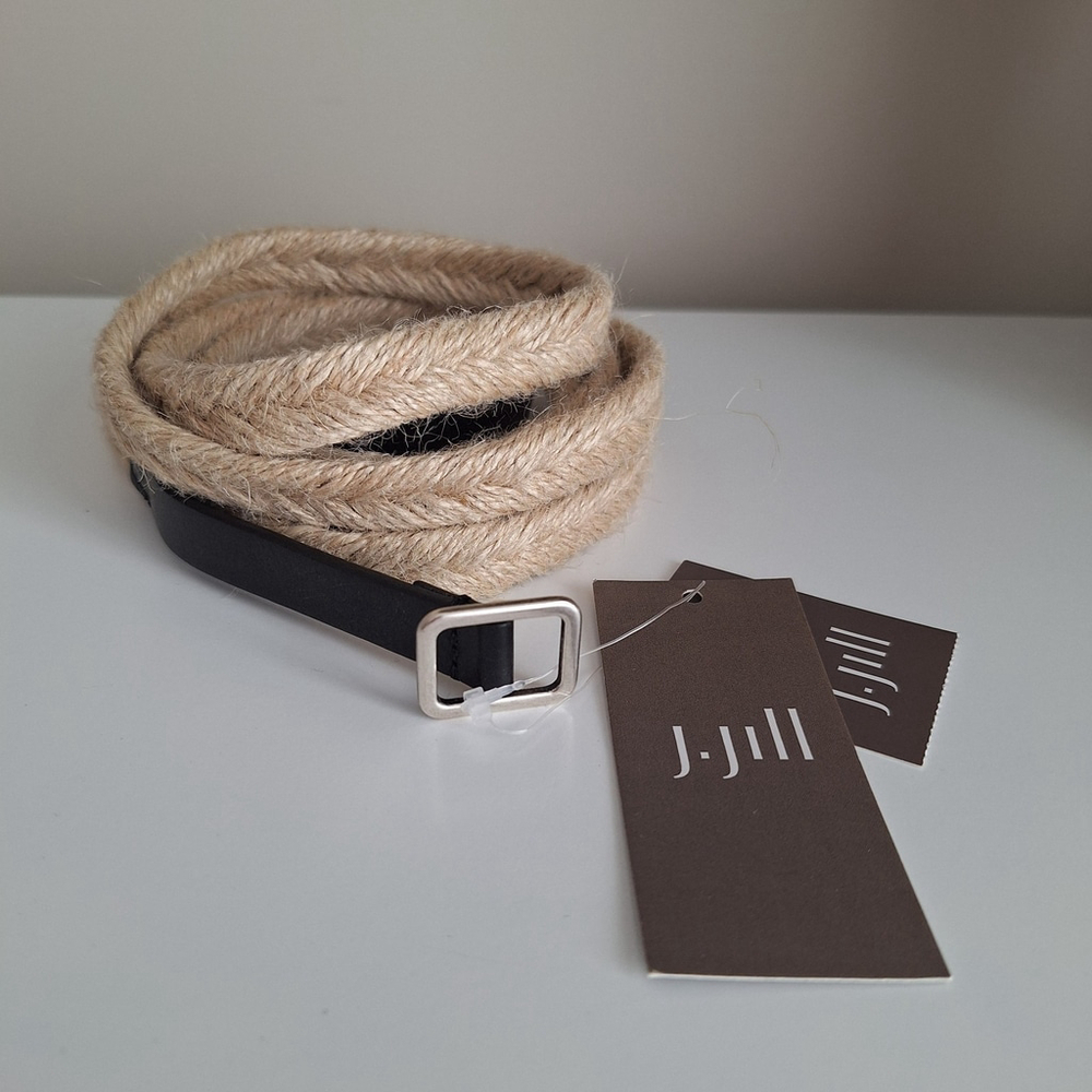 NWT J.Jill Jute & Leather Double-Wrap Belt Made in Italy Size XS/S J Jill Skinny